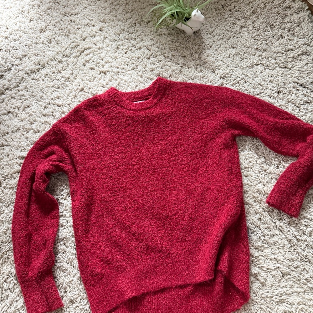 Old Navy Vibrant fuzzy cute spring adorable Red Crew Neck Sweater